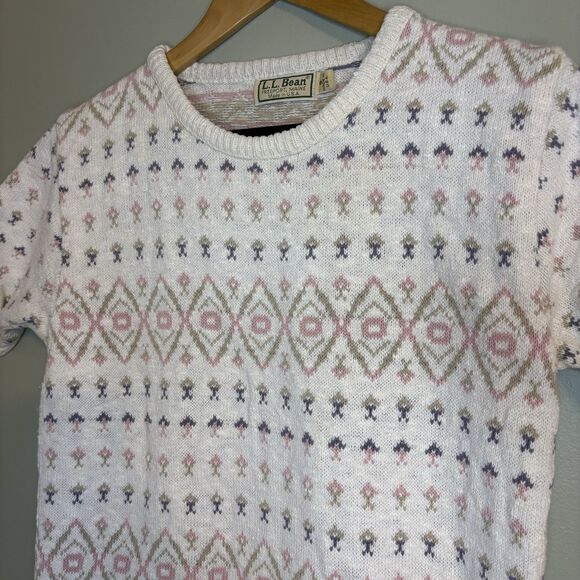 Women’s LL Bean Vintage Short Sleeve Sweater Made In USA 80s Sz Small - Picture 2 of 5